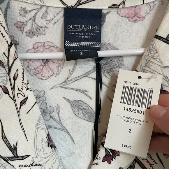 NWT Hot Topic Outlander Floral Button-Front Dress size 18/20 - Picture 11 of 13